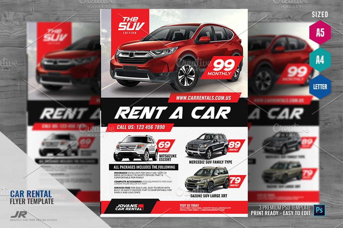 Car Rental Promotional Flyer Design | Flyer Templates ~ Creative Market