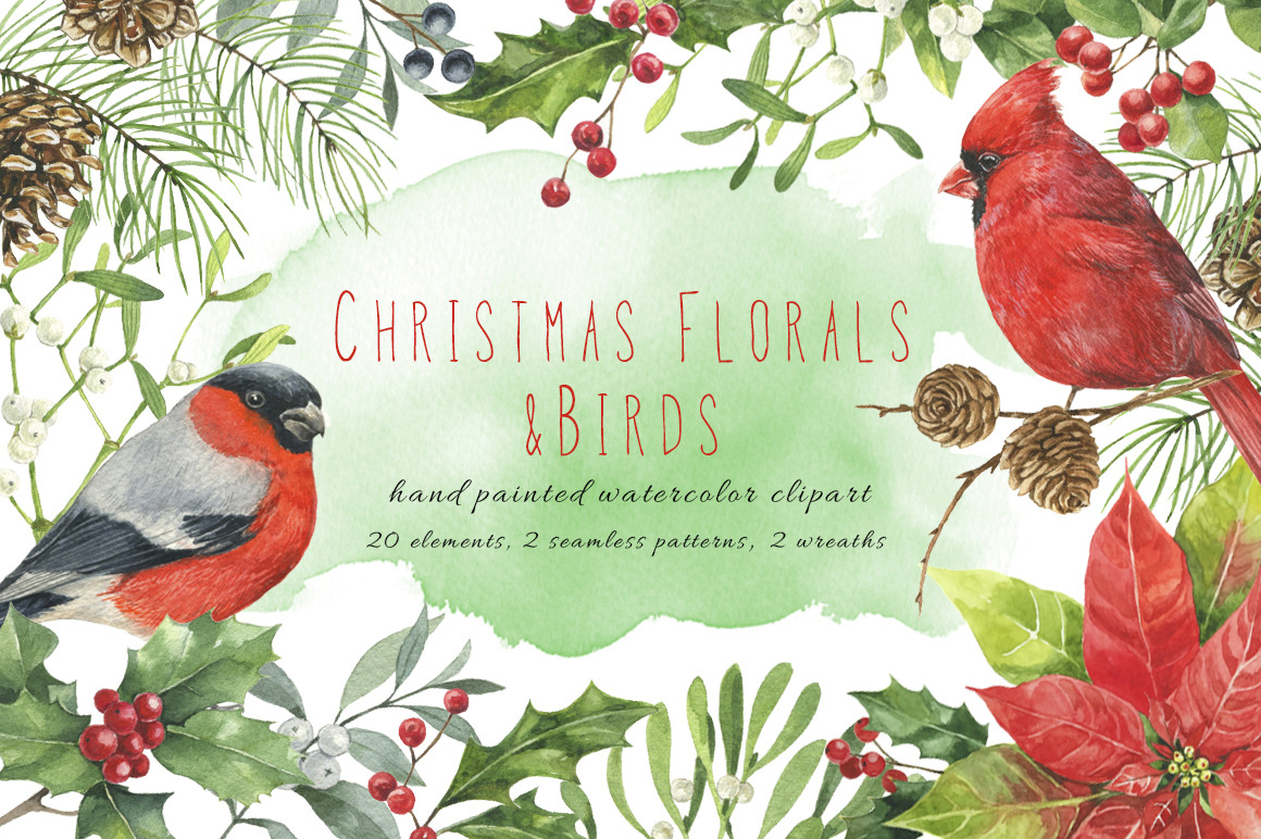 Christmas Florals&Birds | Pre-Designed Photoshop Graphics ~ Creative Market