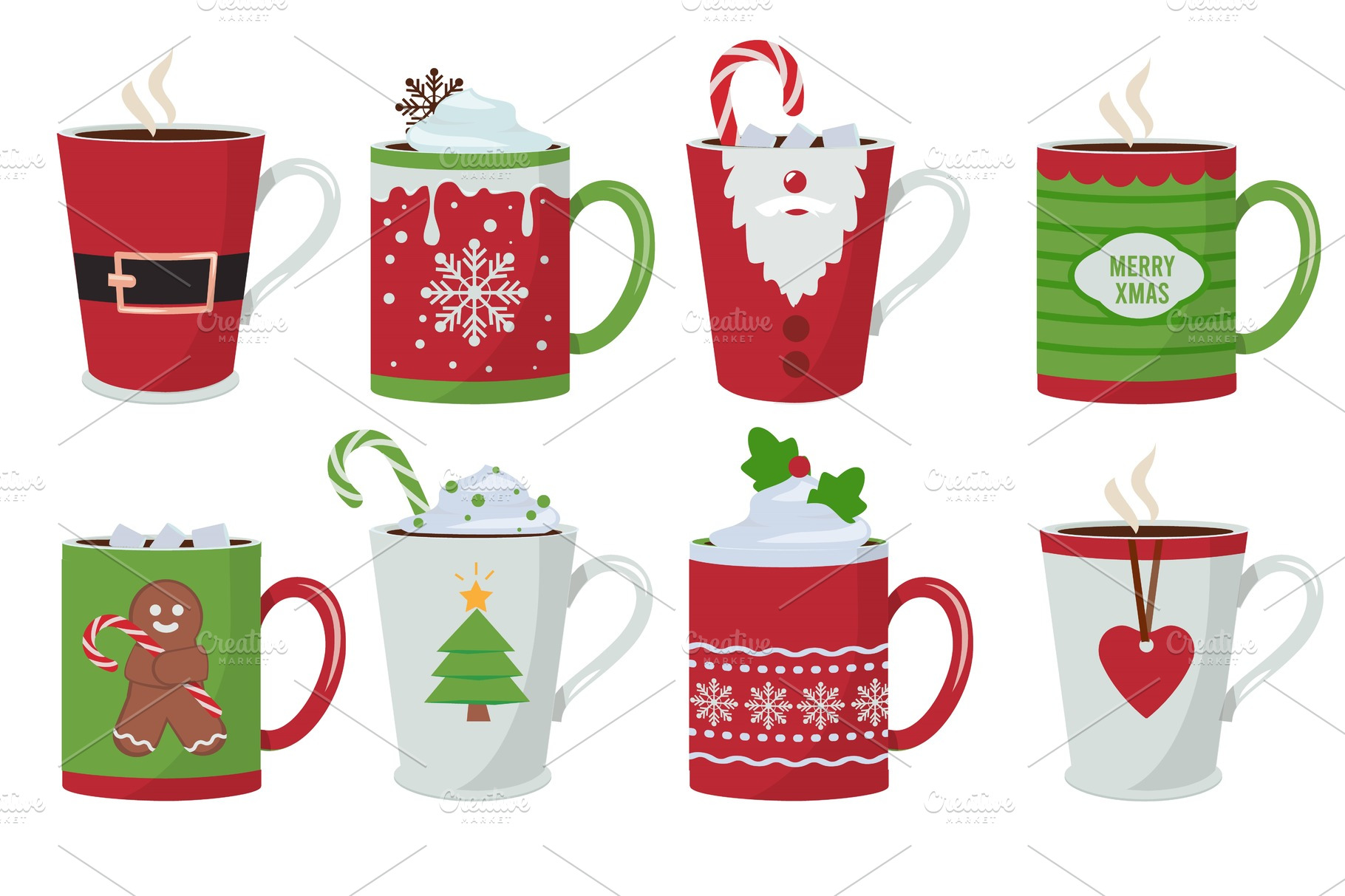 Christmas Cup Holiday Hot Coffee | Pre Designed Vector Graphics