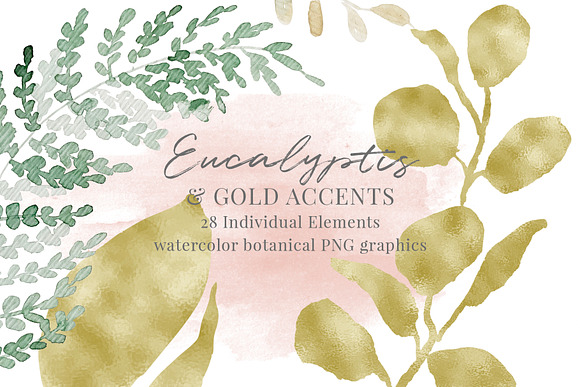 eucalyptus watercolor and gold foil pre designed photoshop graphics creative market eucalyptus watercolor and gold foil