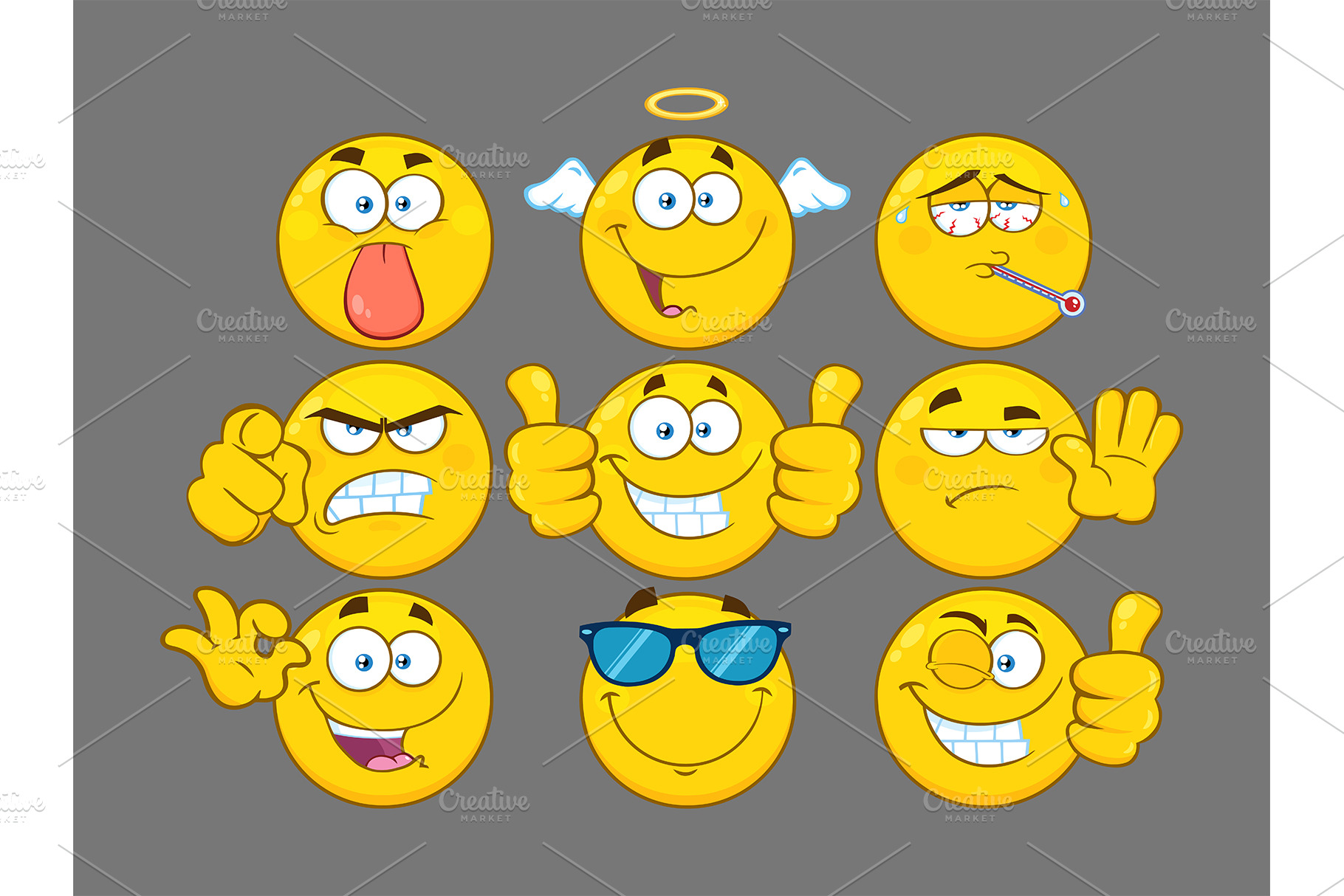 Funny Yellow Cartoon Emoji Face | Photoshop Graphics ~ Creative Market