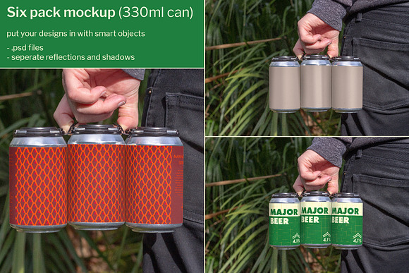 Download Six Pack Mockup 330ml Can Creative Photoshop Templates Creative Market