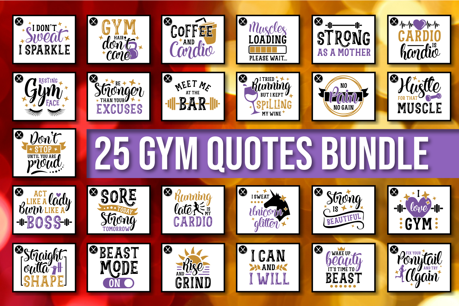 Gym Quotes Svg Bundle Motivational Pre Designed Photoshop Graphics Creative Market