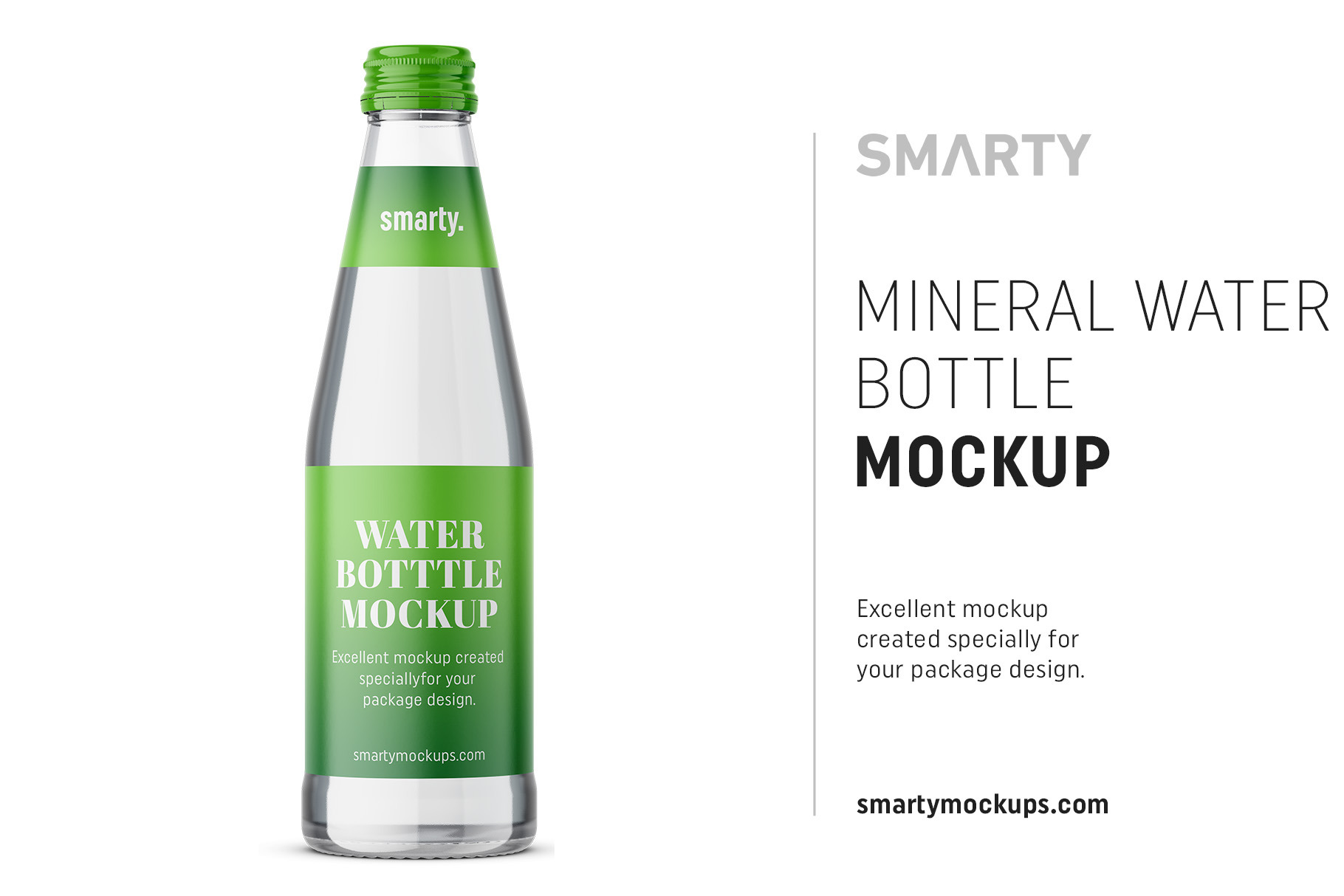 Glass bottle with mineral water mockup