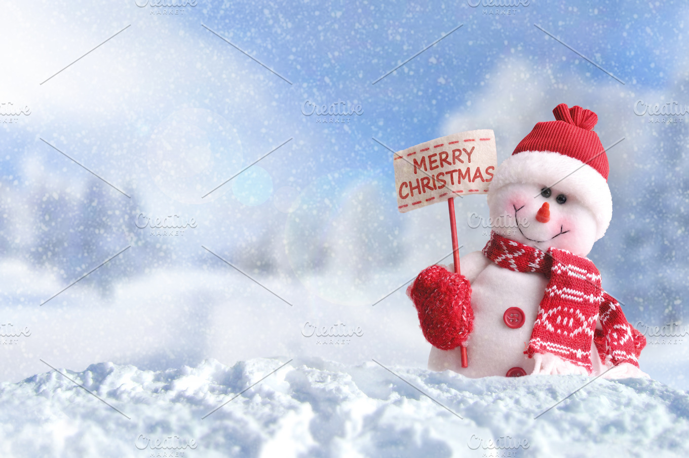 Snowman with placard merry christmas featuring snow, winter, and xmas ...