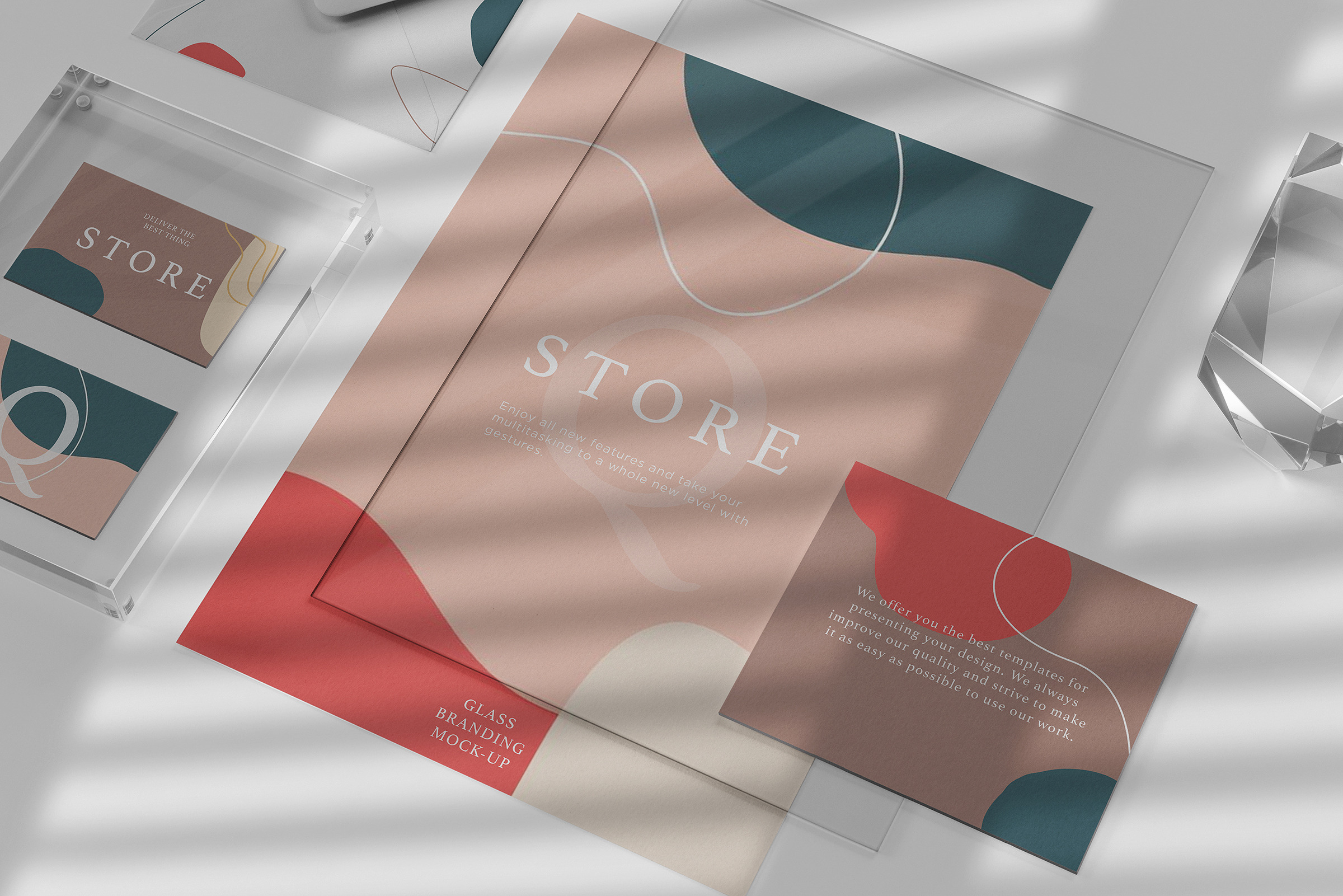 Download Glass Branding Mock-Up | Creative Photoshop Templates ~ Creative Market