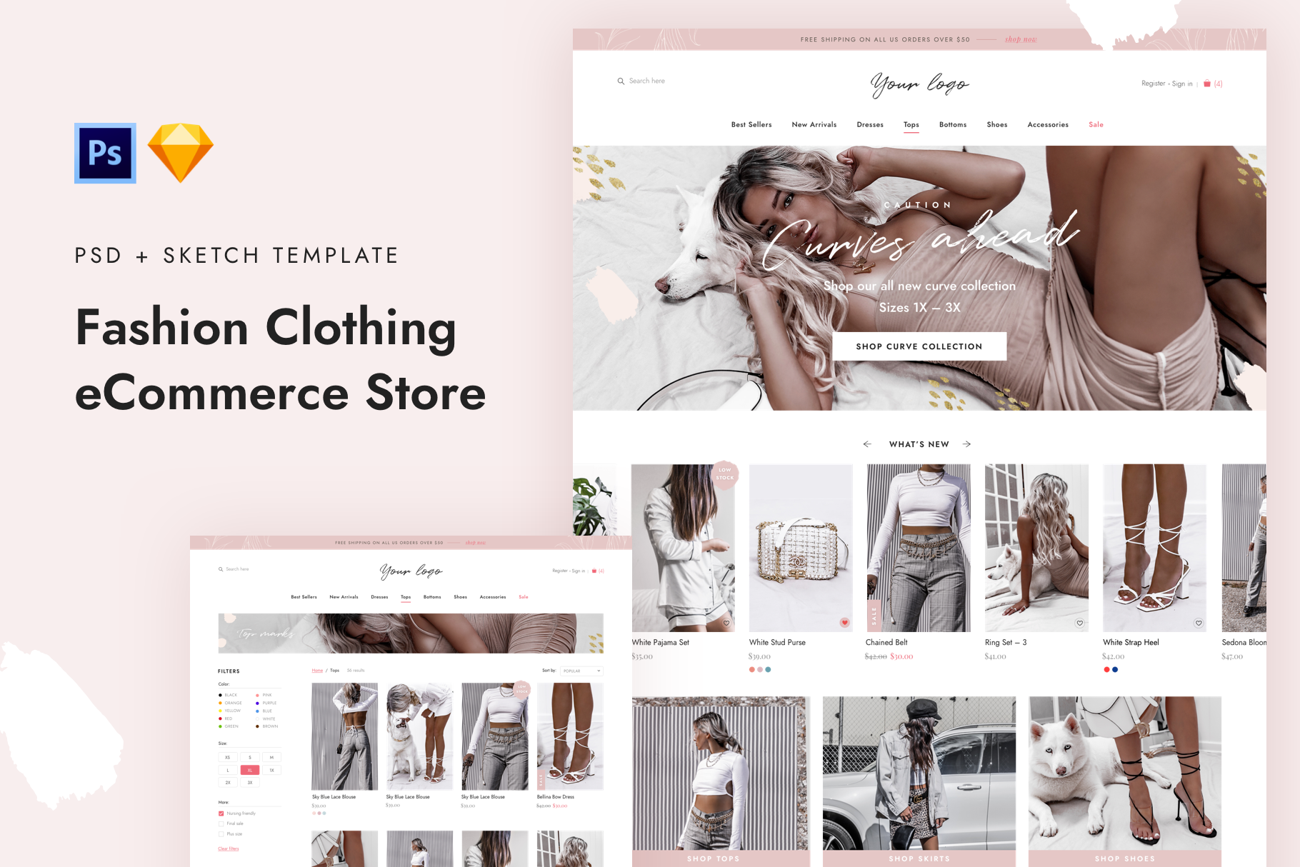 Download Fashion Ecommerce Psd Template Creative Photoshop Templates Creative Market PSD Mockup Templates