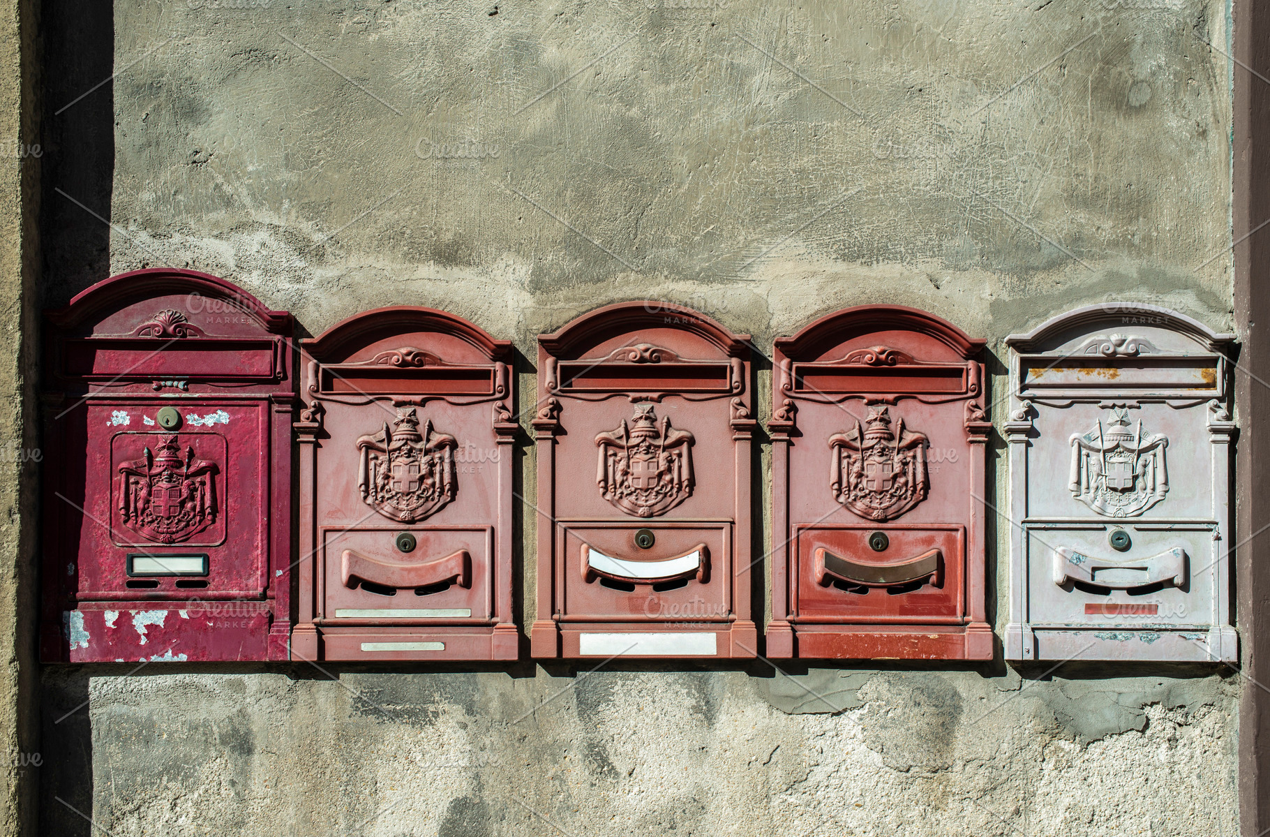 Old vintage mailboxes in italy meta containing mailbox, many, and red ...