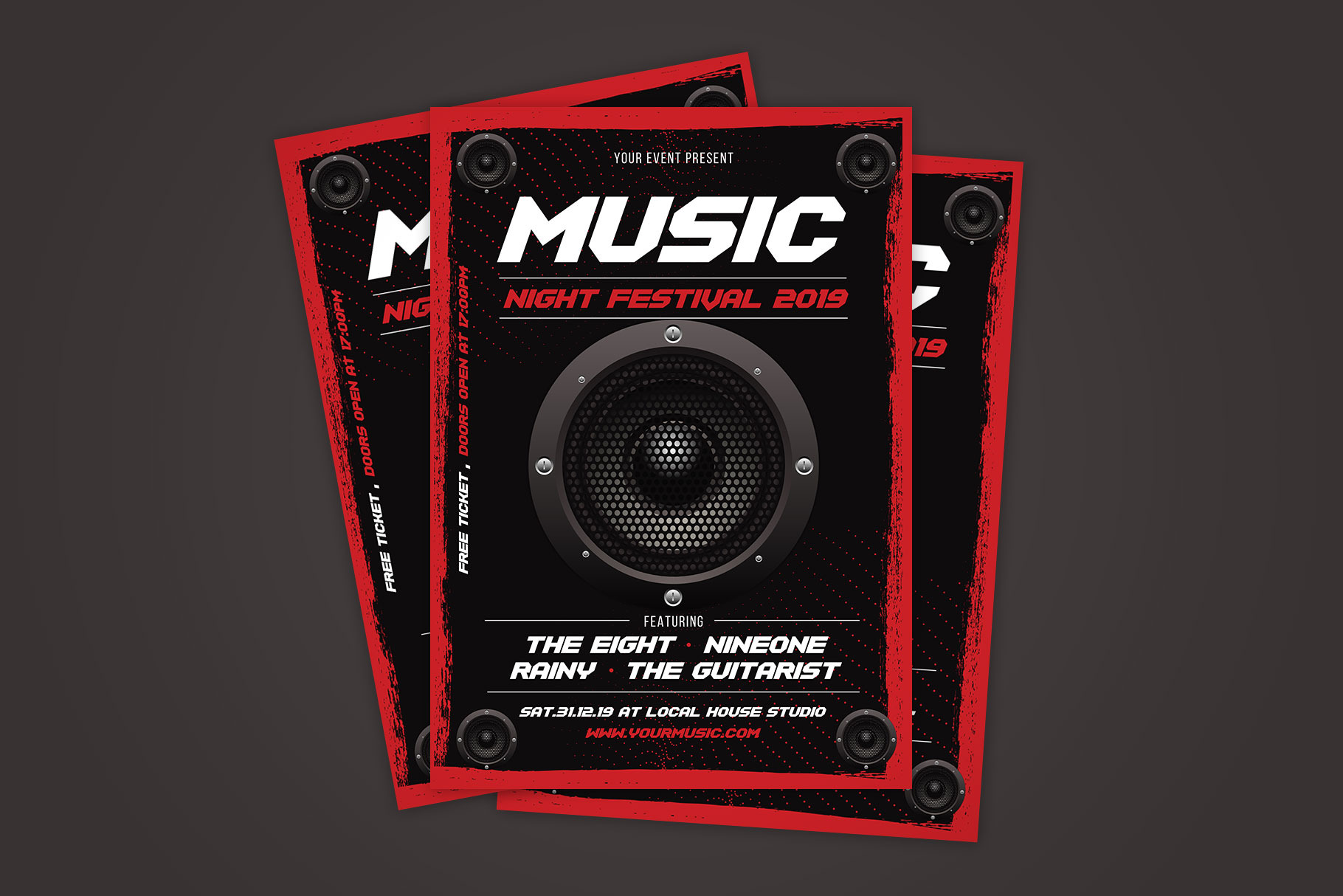 Music Event Flyer Creative Illustrator Templates Creative Market