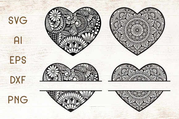 Download Heart Mandala Split Monogram Pre Designed Photoshop Graphics Creative Market