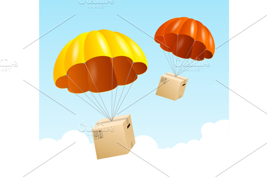 Parachute background. Air shipping. | Pre-Designed Illustrator Graphics