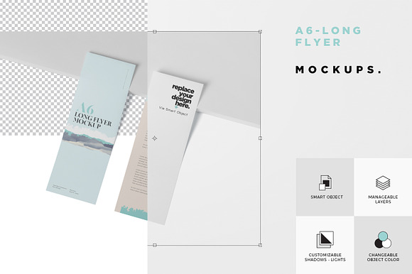 Download A6 Long Flyer Mock Up Creative Photoshop Templates Creative Market