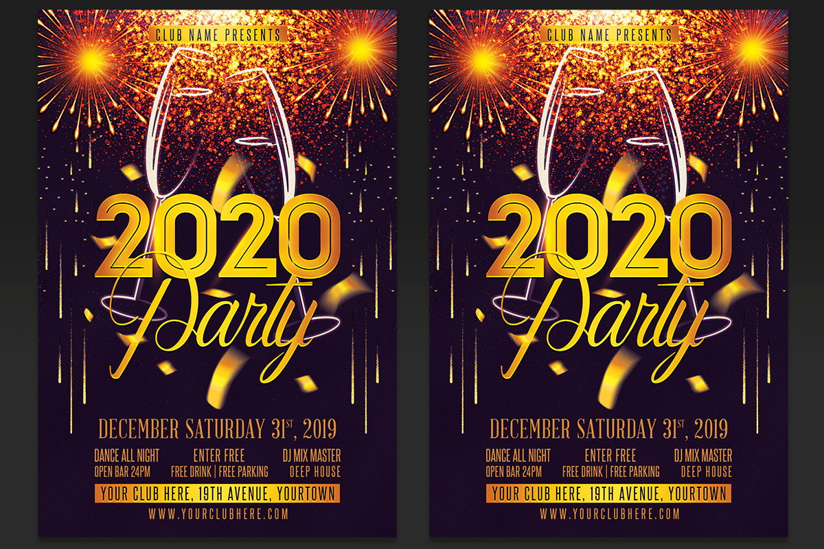 Happy New Year Flyer Creative Photoshop Templates Creative Market