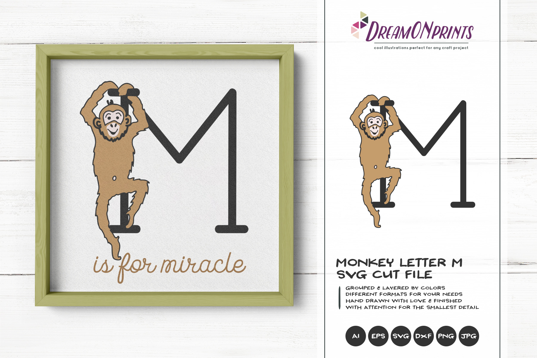 Download Monkey Svg Monogram Letter M Svg Pre Designed Photoshop Graphics Creative Market