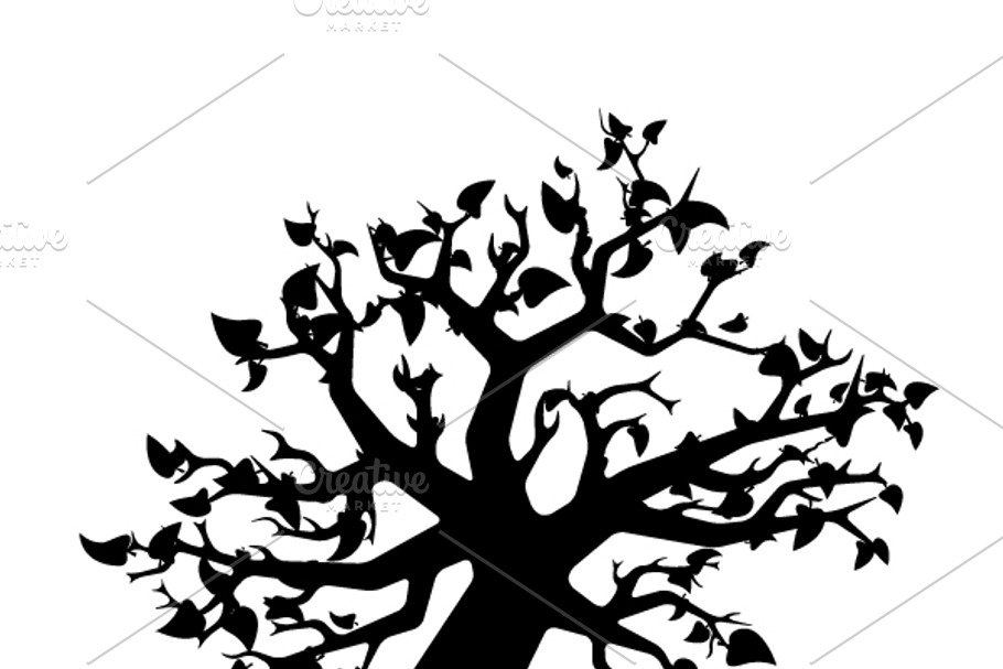 Black gothic tree with branches | Pre-Designed Illustrator Graphics