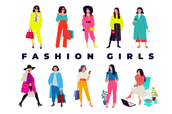 Illustration of a fashion girls | Pre-Designed Illustrator Graphics ...