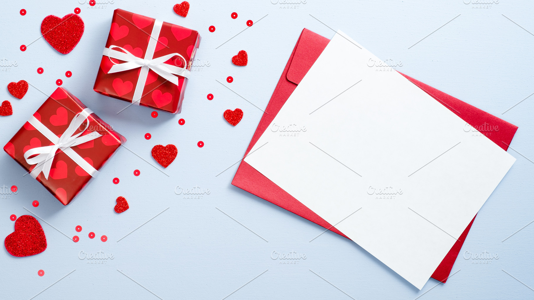 Red envelope with blank paper card a | Holiday Stock Photos ~ Creative ...