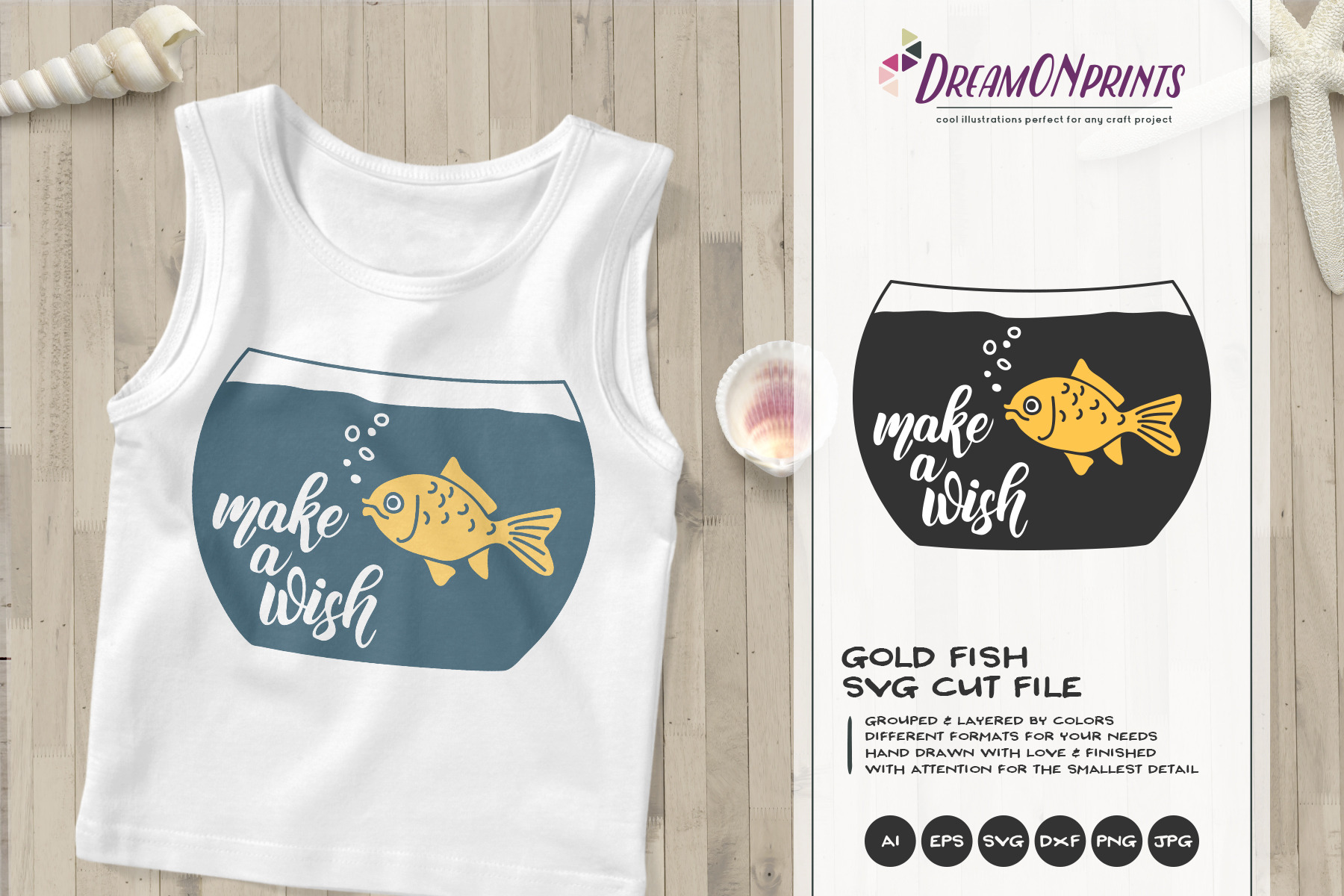 Download Make A Wish Gold Fish Svg Vector Pre Designed Photoshop Graphics Creative Market