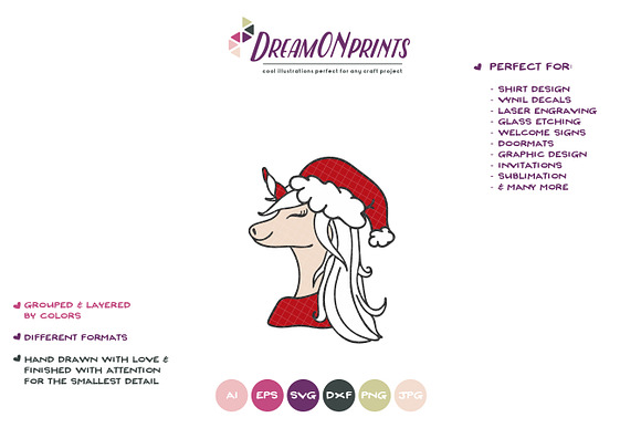 Download Christmas Unicorn Svg Vector Pre Designed Photoshop Graphics Creative Market PSD Mockup Templates