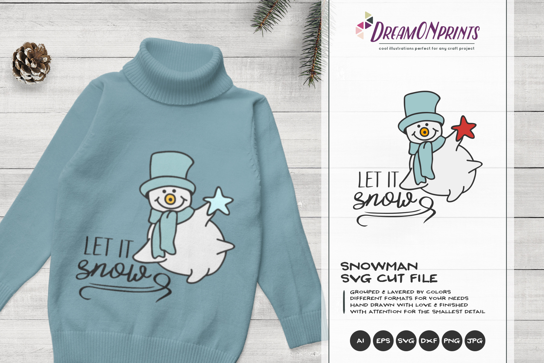 Download Let It Snow Cute Snowman Svg Vector Pre Designed Photoshop Graphics Creative Market