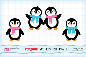 Download Girl And Boy Penguins Svg Pre Designed Photoshop Graphics Creative Market PSD Mockup Templates