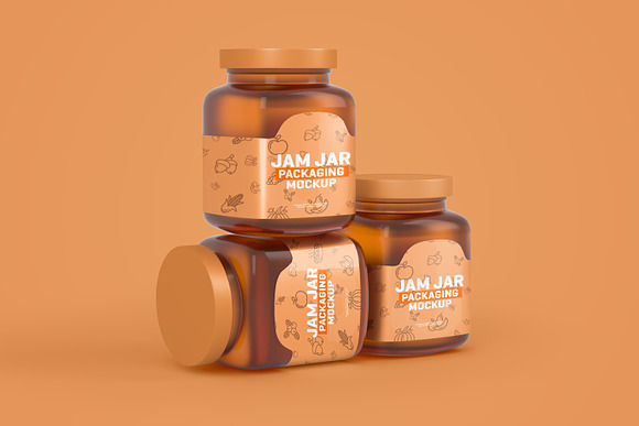 Download Glass Jam Jar Packaging Mockup Creative Photoshop Templates Creative Market