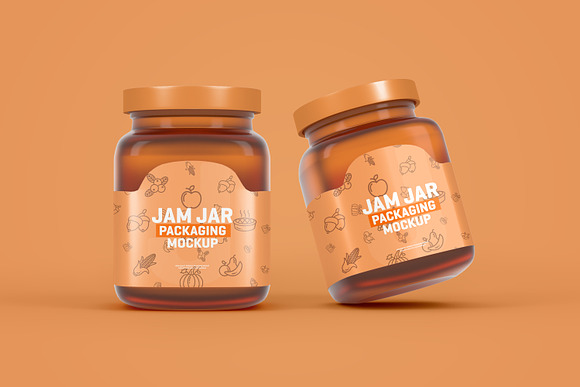 Download Glass Jam Jar Packaging Mockup Creative Photoshop Templates Creative Market