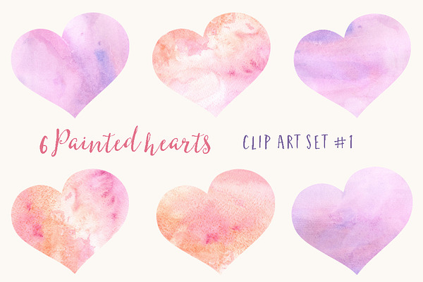 Download 6 Pink Watercolor Hearts Clipart Set | Custom-Designed ...