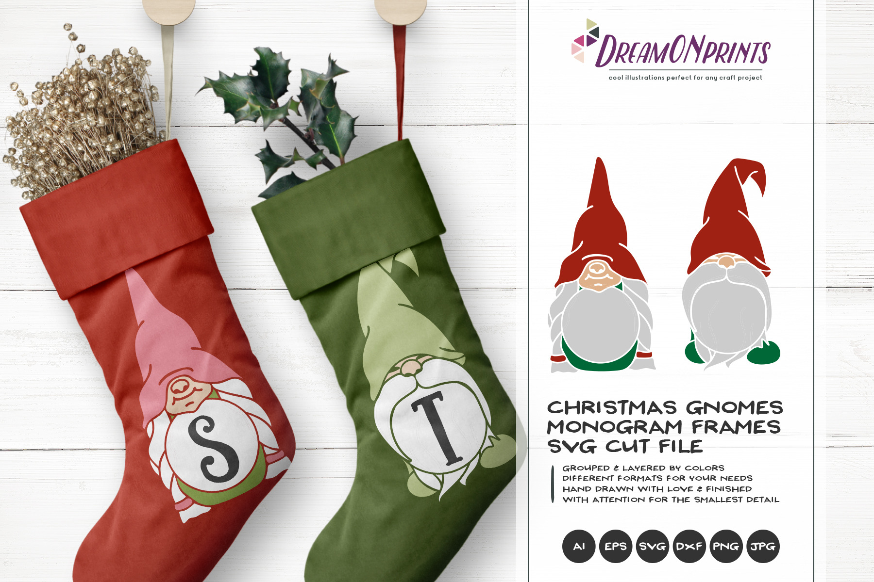 Monogram Frames Christmas Gnomes Pre Designed Photoshop Graphics Creative Market