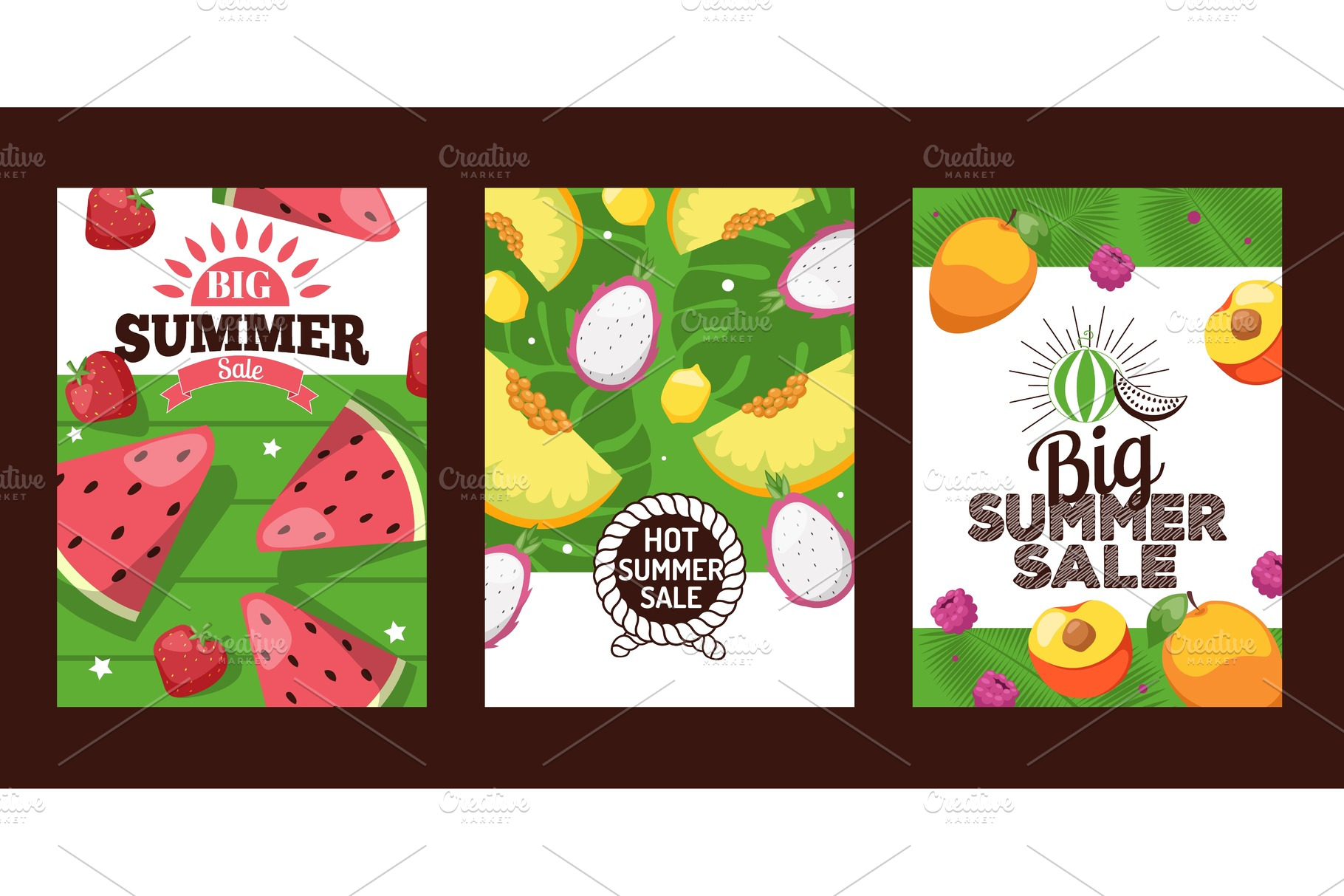 Summer sale banners, exotic fruits | Food Illustrations ~ Creative Market