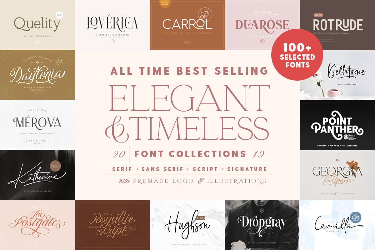 Download 100 Elegant Timeless Font Bundle Stunning Serif Fonts Creative Market