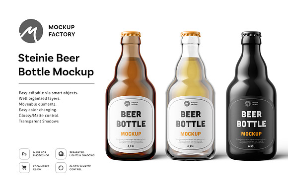 Download Steinie Beer Bottle Mockup Creative Photoshop Templates Creative Market