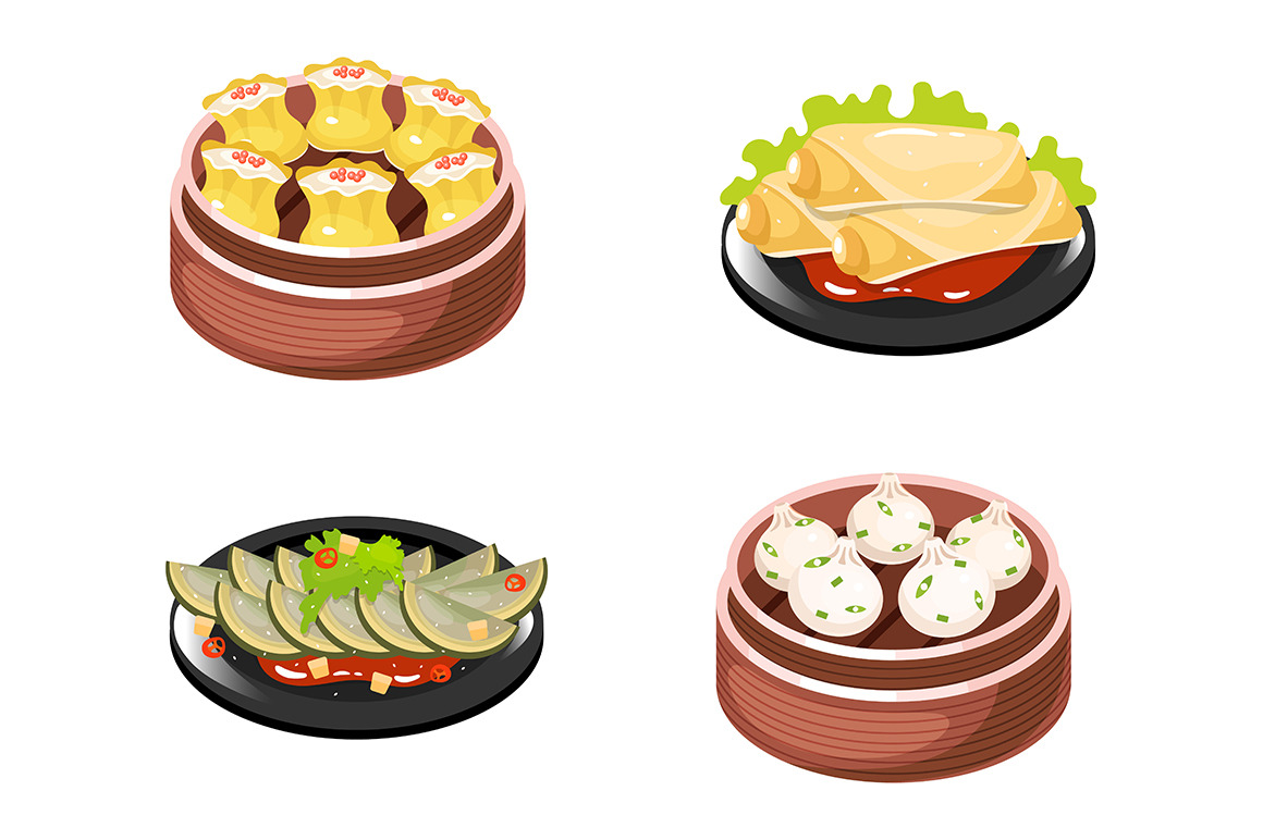 Chinese dishes color icons set | Pre-Designed Photoshop Graphics