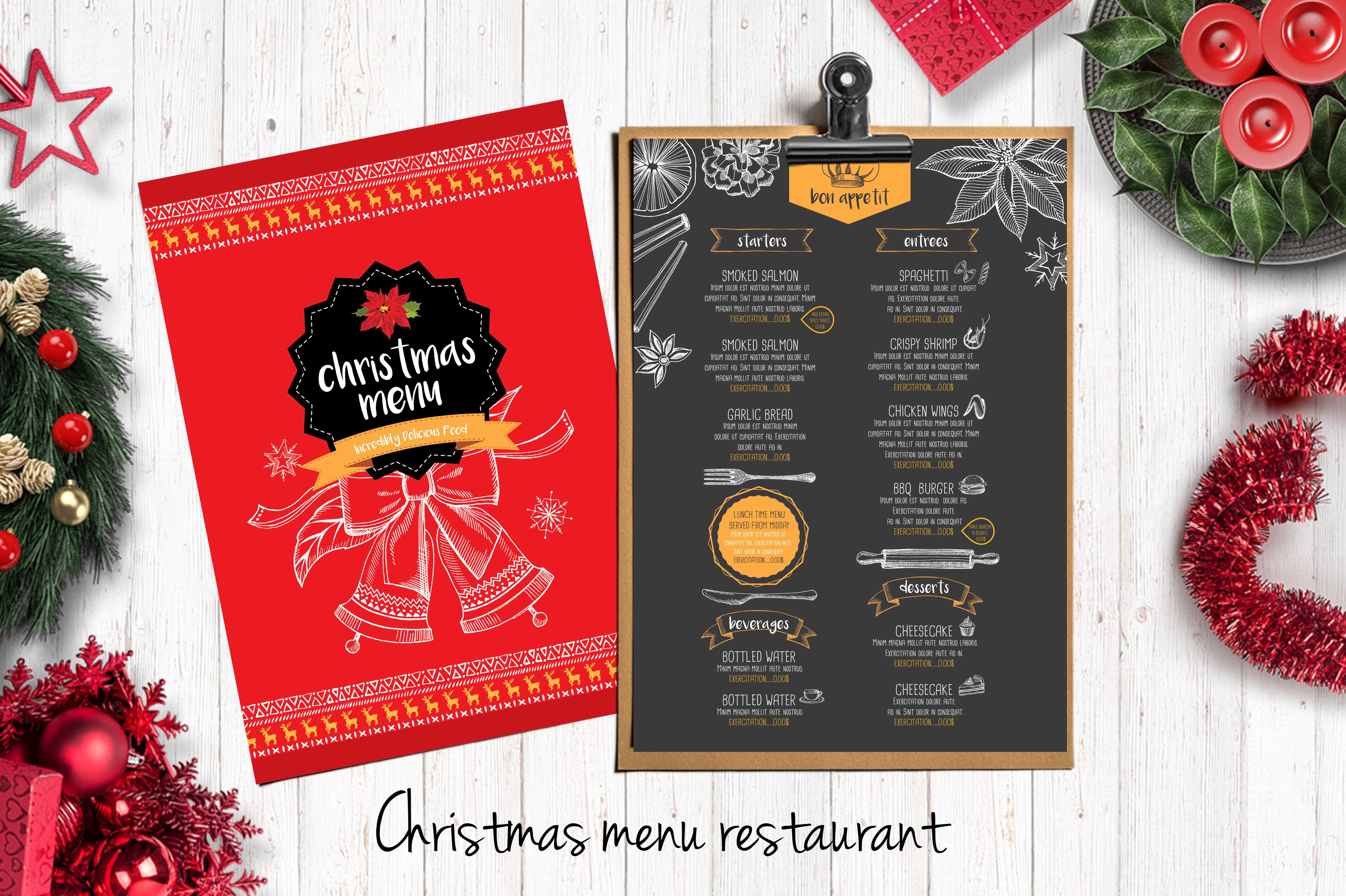 Christmas Dinner Restaurant Menu Creative Market