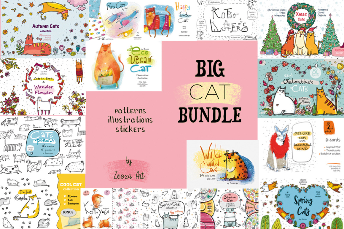 Download Big Cat Bundle 16 Products In 1 Pre Designed Photoshop Graphics Creative Market