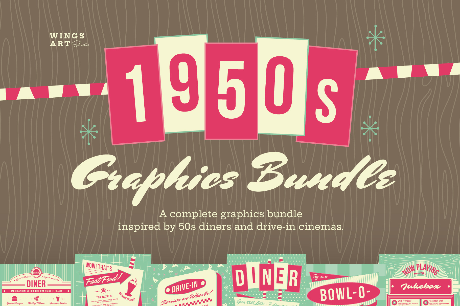 Epic 1950s Retro Graphics Bundle Illustrations Creative Market