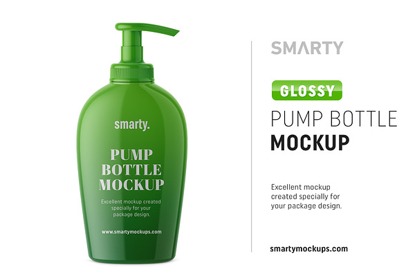 Download Pump Glossy Cosmetic Bottle Mockup Creative Photoshop Templates Creative Market