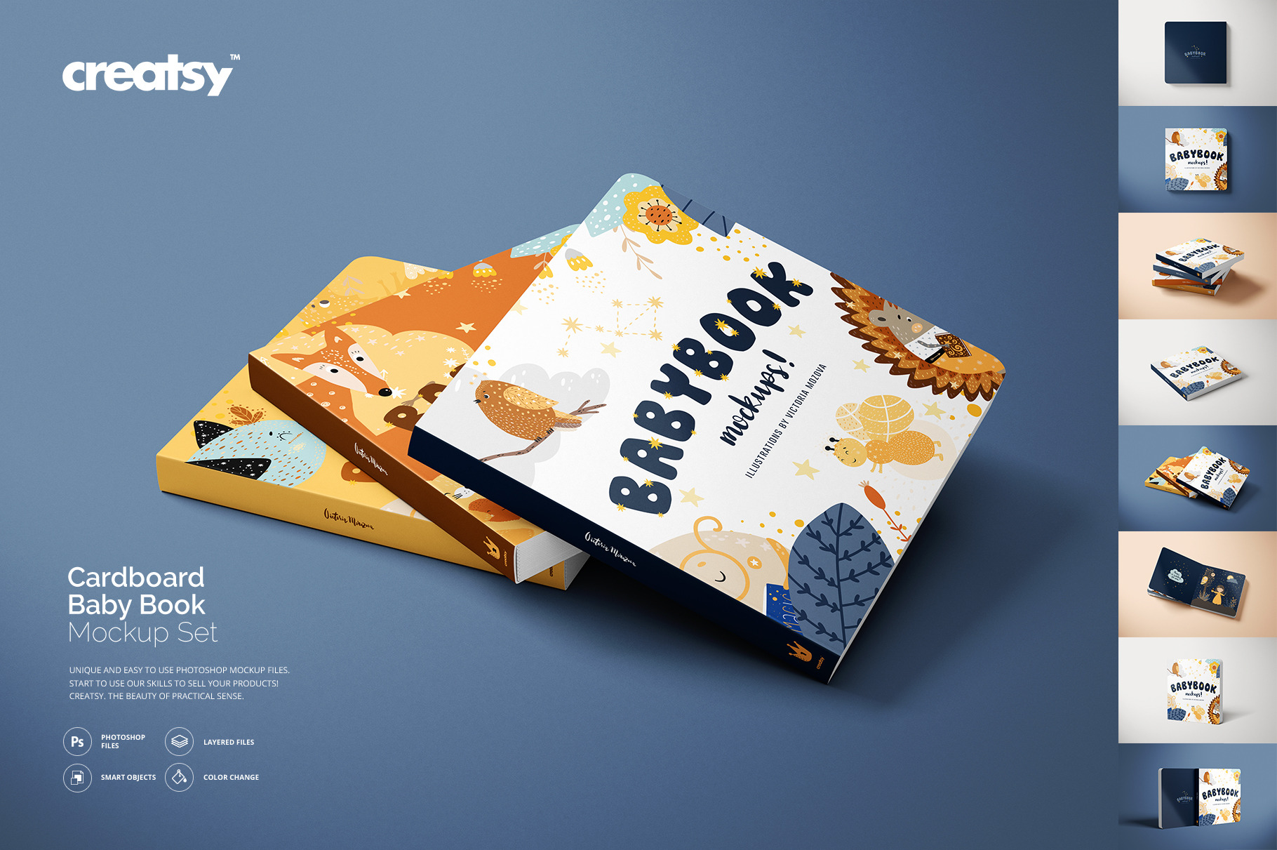 Download Cardboard Baby Book Mockup Set Creative Photoshop Templates Creative Market