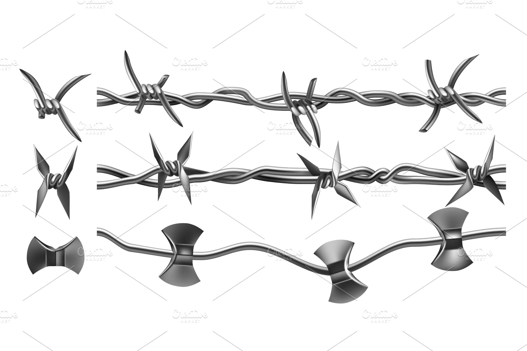 Barbed Wire Types Seamless Pattern Illustrations Creative Market