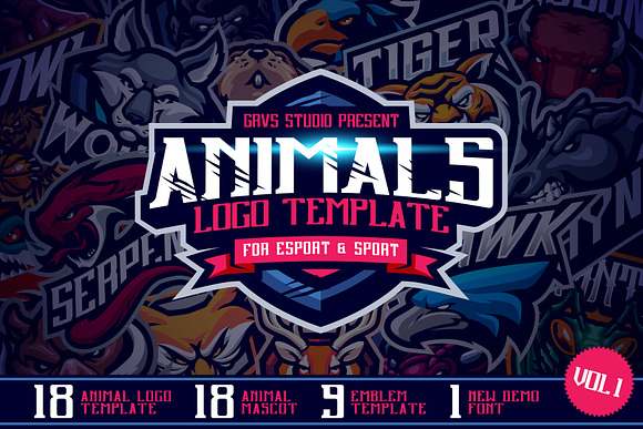 Animals Mascot Logo Template Pre Designed Illustrator Graphics Creative Market