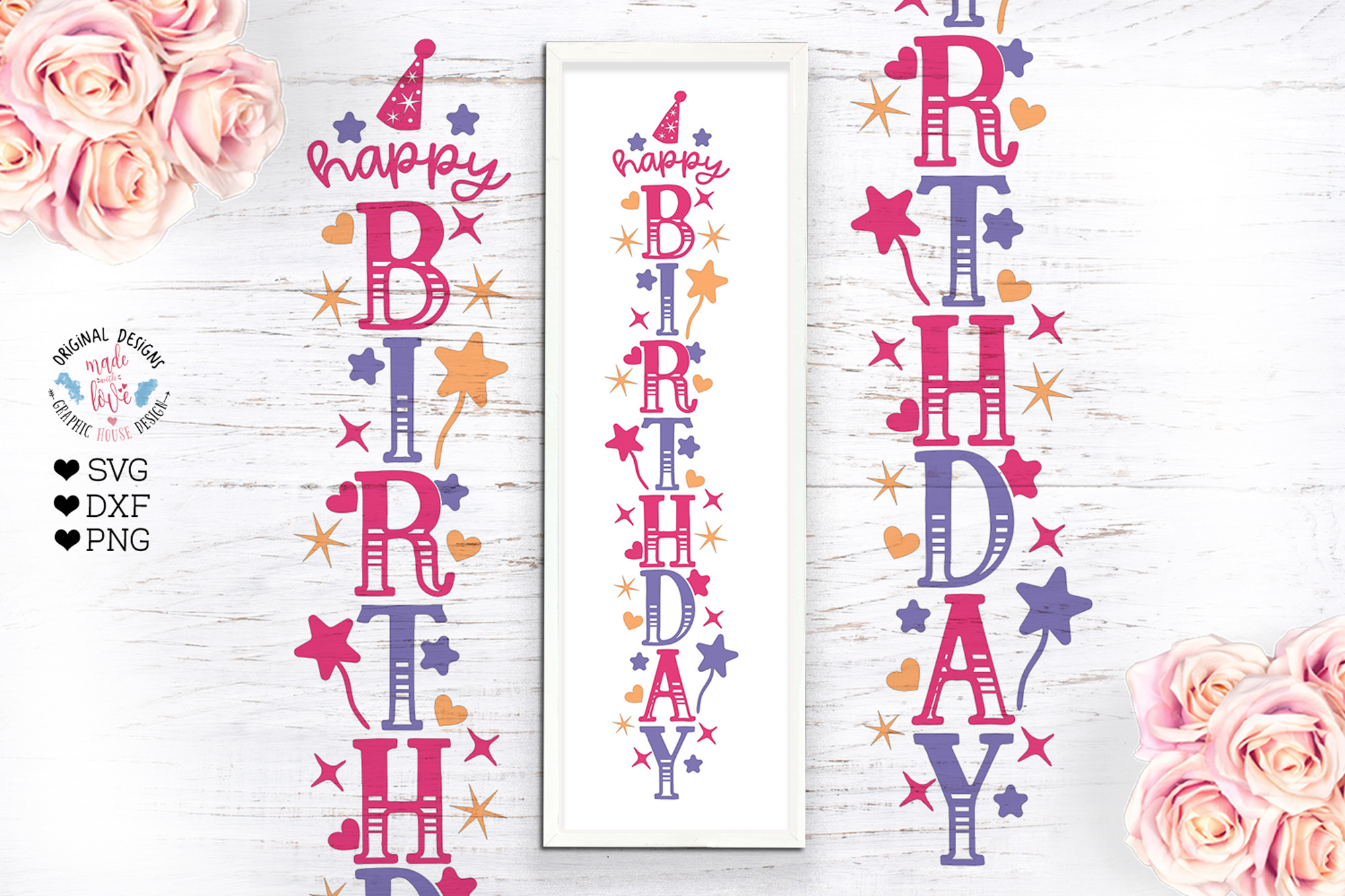 Download Happy Birthday Vertical Svg Sign Pre Designed Photoshop Graphics Creative Market