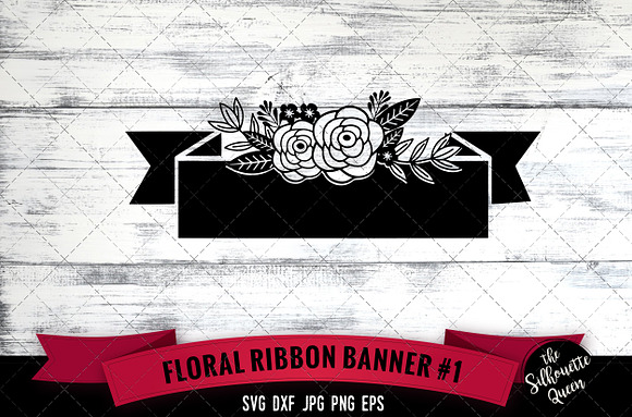 Download Floral Ribbon 1 Vector Silhouette Pre Designed Illustrator Graphics Creative Market