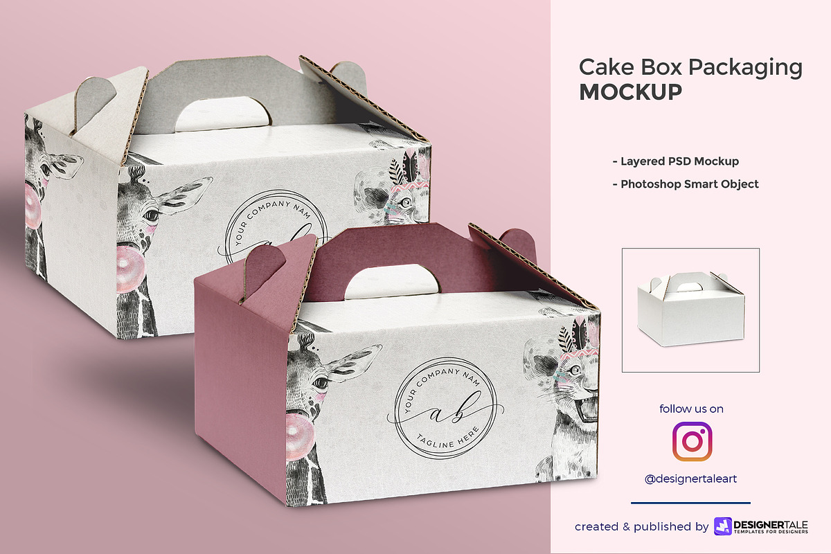 Download Cake Box Packaging Mockup | Creative Photoshop Templates ~ Creative Market