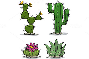 20 Cactus Vector Elements Pre Designed Illustrator Graphics Creative Market