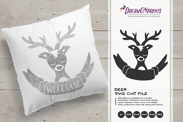 Deer Svg Cut File Reindeer Svg Pre Designed Photoshop Graphics Creative Market