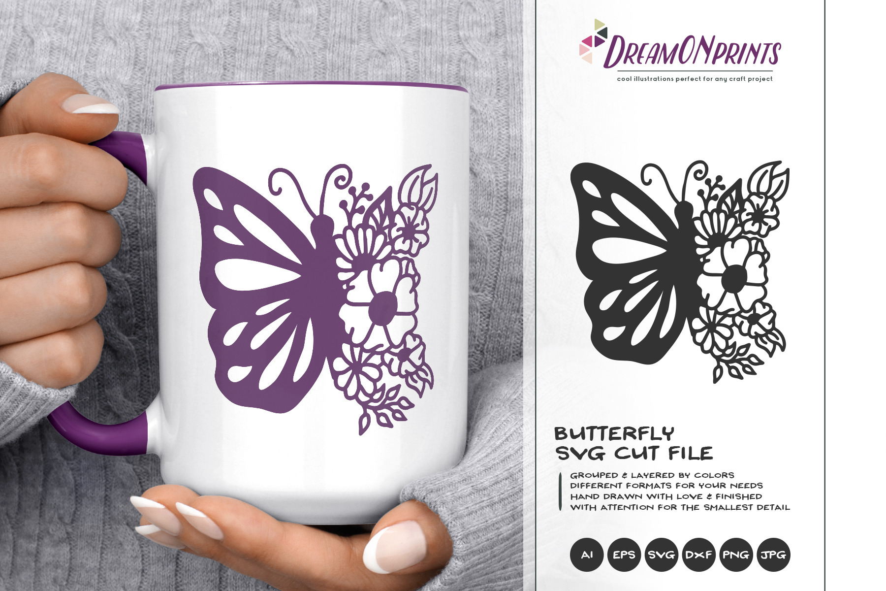 Download Butterfly With Flowers Svg Vector Pre Designed Photoshop Graphics Creative Market