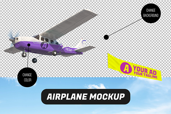 Download Airplane Mockup Creative Photoshop Templates Creative Market