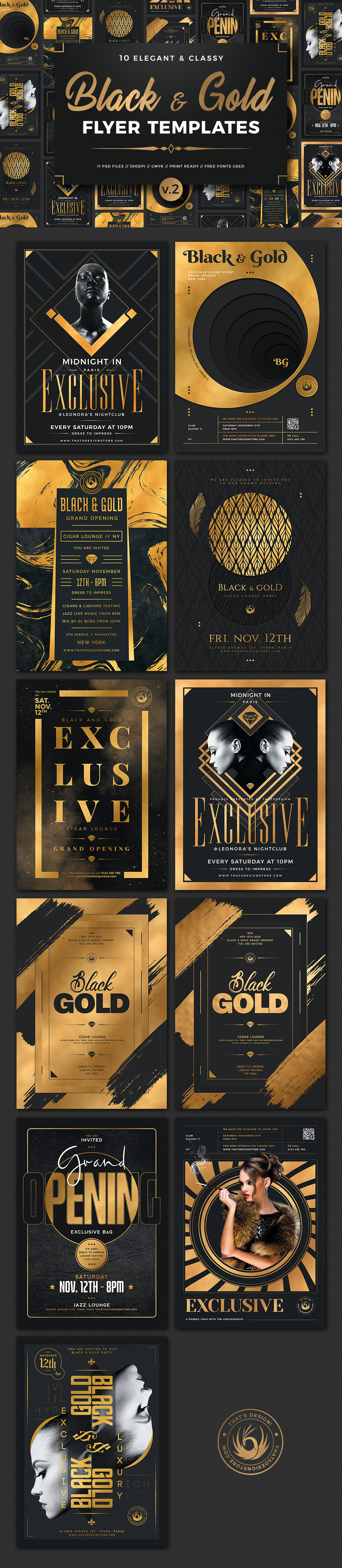 10 Black and Gold Flyers Bundle V2 | Flyer Templates ~ Creative Market