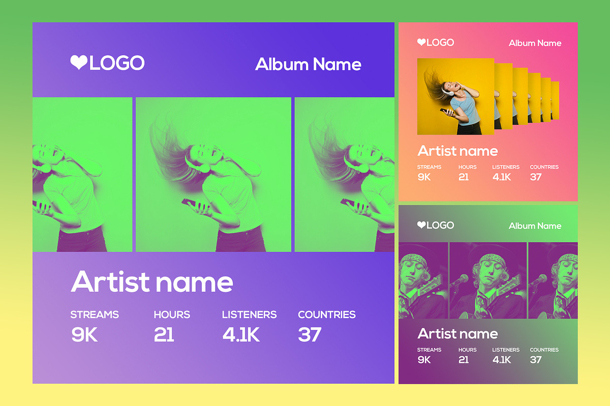 Spotify Style Photo Template | Pre-Designed Photoshop Graphics