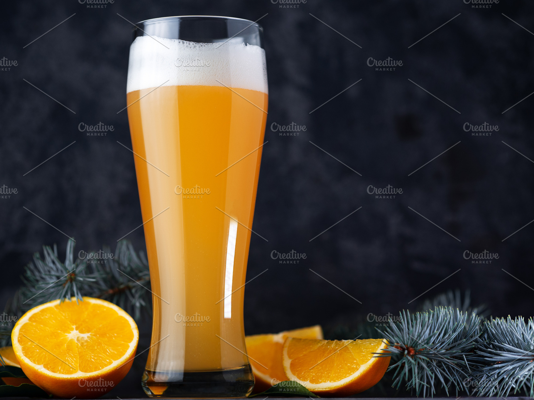 Download Christmas Craft Beer With Orange In High Quality Food Images Creative Market PSD Mockup Templates